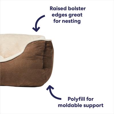Show full view: Frisco Faux Suede Bolster Cat & Dog Bed, Brown, Medium slide 5 of 10