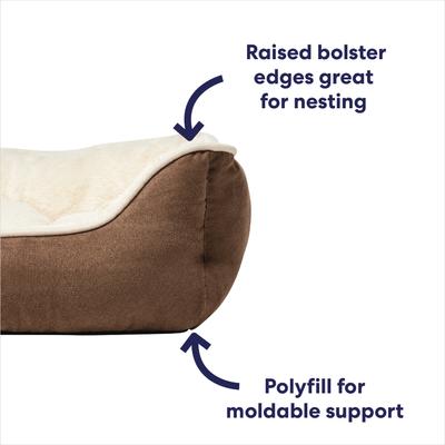 Show full view: Frisco Faux Suede Bolster Cat & Dog Bed, Brown, Small slide 6 of 11