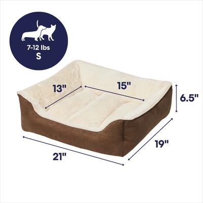 Show full view: Frisco Faux Suede Bolster Cat & Dog Bed, Brown, Small slide 3 of 11