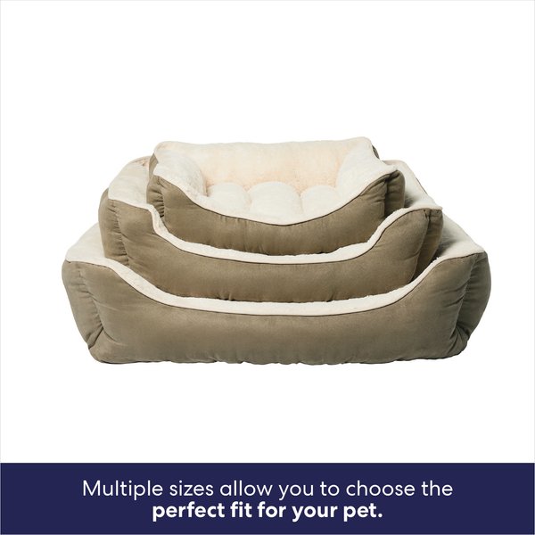 Show full view: Frisco Faux Suede Bolster Cat & Dog Bed, Khaki Green, Small slide 7 of 10