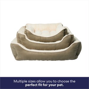 Frisco Faux Suede Bolster Dog Bed, Khaki Green, Medium