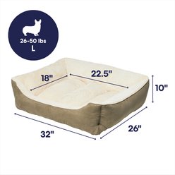 Frisco Faux Suede Bolster Cat & Dog Bed, Khaki Green, Large slide 2 of 8