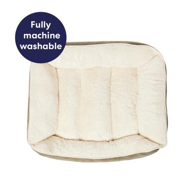 Show full view: Frisco Faux Suede Bolster Cat & Dog Bed, Khaki Green, Medium slide 6 of 10