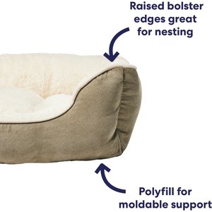Frisco Faux Suede Bolster Dog Bed, Khaki Green, Medium
