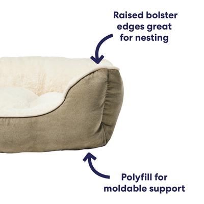 Show full view: Frisco Faux Suede Bolster Cat & Dog Bed, Khaki Green, Medium slide 5 of 10