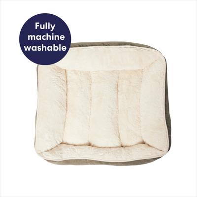 Show full view: Frisco Faux Suede Bolster Cat & Dog Bed, Khaki Green, Small slide 7 of 11