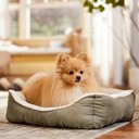 Frisco Faux Suede Bolster Dog Bed, Khaki Green, Small