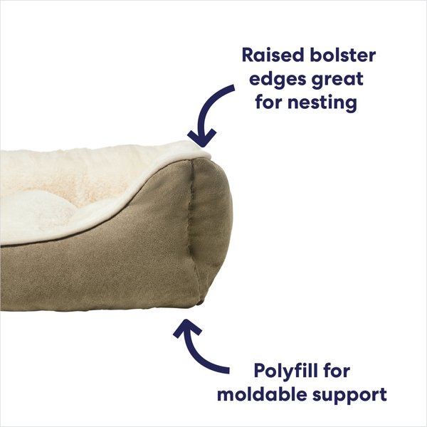 Show full view: Frisco Faux Suede Bolster Cat & Dog Bed, Khaki Green, Small slide 5 of 10