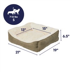 Frisco Faux Suede Bolster Cat & Dog Bed, Khaki Green, Small slide 2 of 9