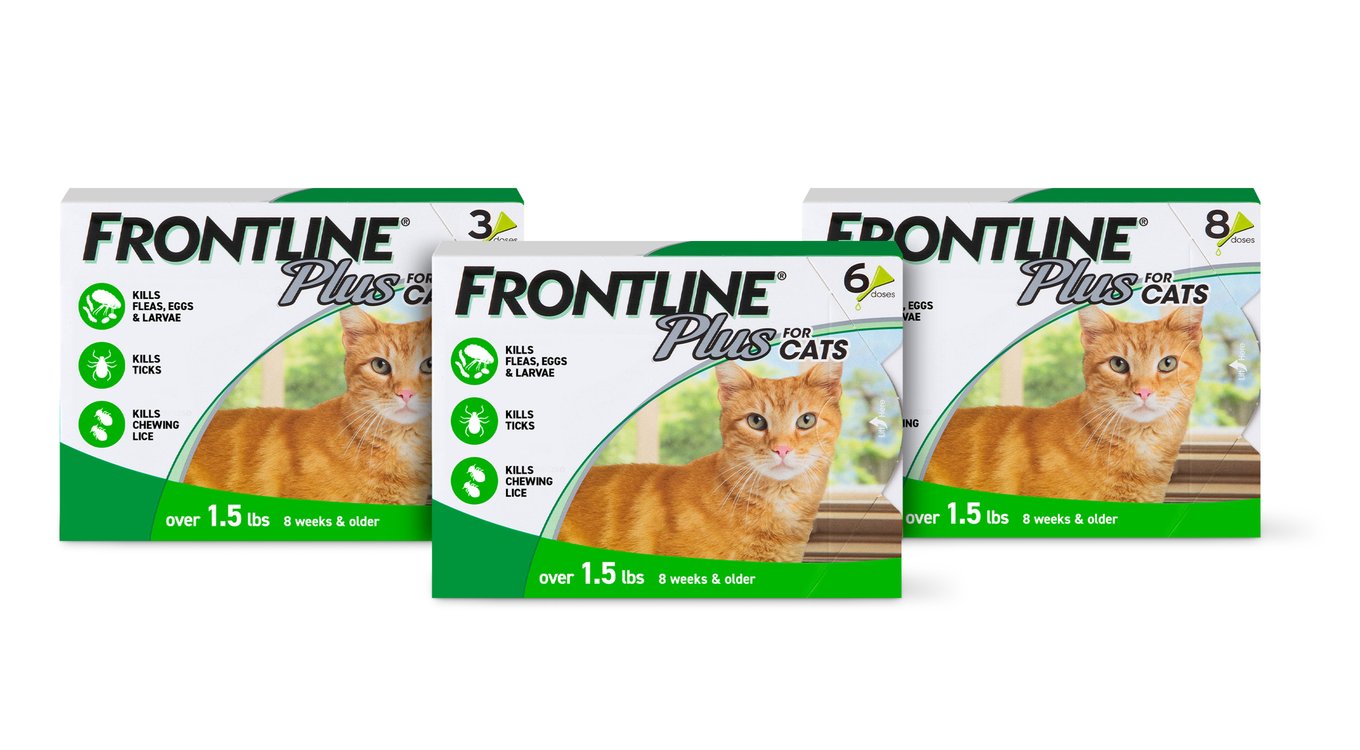 FRONTLINE PLUS Flea & Tick Spot Treatment for Cats, over 1.5 lbs, 3 ...