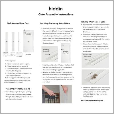 Show full view: Hiddin Clear Wall Mounted Tall Zig Zag Dog Gate, Clear, Gold, 4-Panel slide 8 of 8