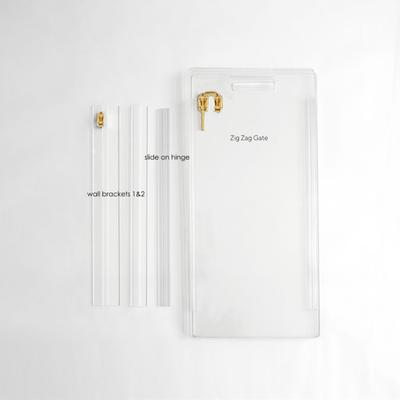 Show full view: Hiddin Clear Wall Mounted Tall Zig Zag Dog Gate, Clear, Silver, 4-Panel slide 7 of 9