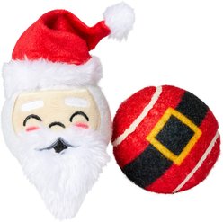 Frisco Holiday Festive Fetch Santa Squeaky Tennis Ball Dog Toy, 2 count