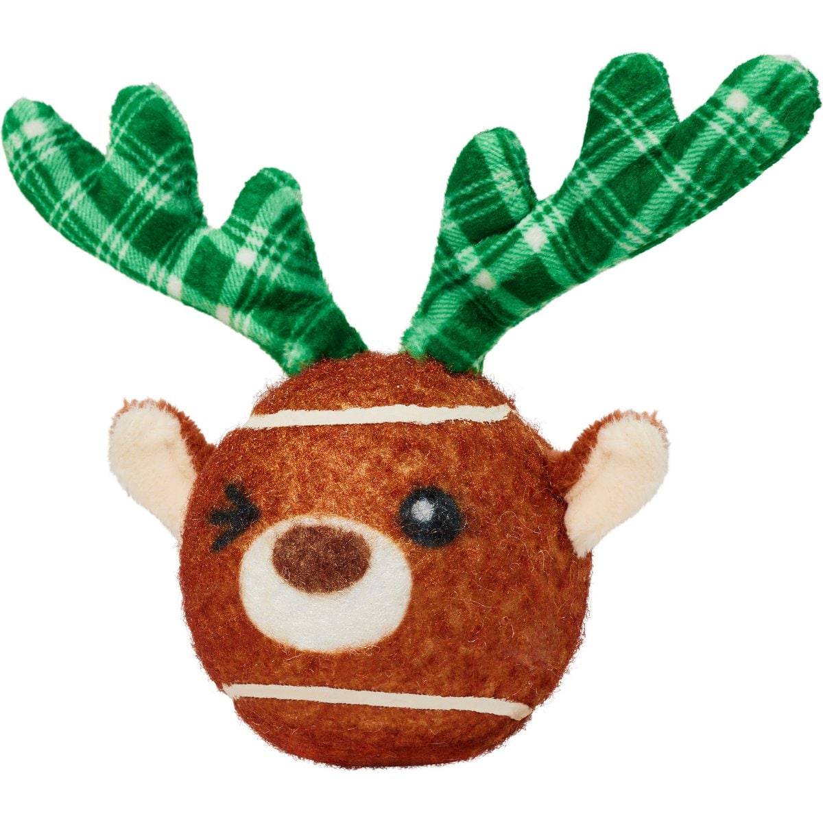 Frisco Christmas Festive Fetch Squeaky Tennis Ball Dog Toy, Reindeer, Medium