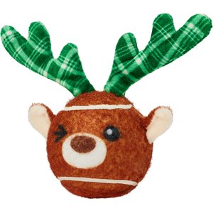Frisco Holiday Festive Fetch Squeaky Tennis Ball Dog Toy, Reindeer, Medium, 1 count