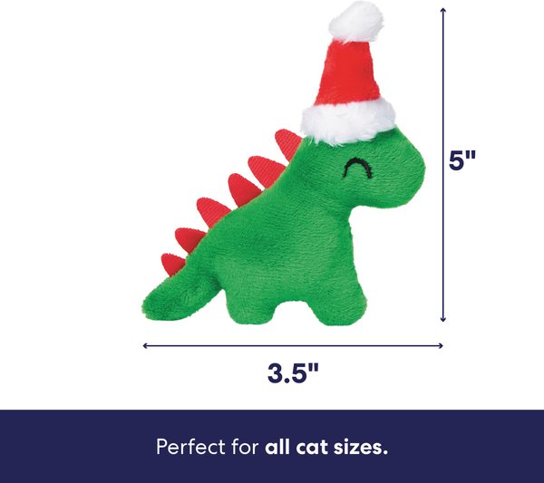 Show full view: Frisco Holiday Dinosaur Sound Electronic Plush Cat Toy with Catnip & Silvervine slide 2 of 8