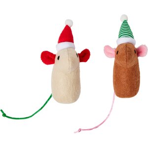 Frisco Holiday Mice Felt Cat Toy with Catnip & Silvervine, 2 count