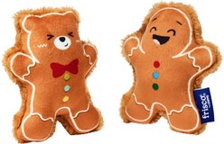 Frisco Holiday Gingerbread Man & Bear Plush Squeaky Dog Toy, Small/Medium, 2 count