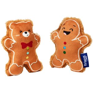 Frisco Holiday Gingerbread Man & Bear Plush Squeaky Dog Toy, Small/Medium, 2 count