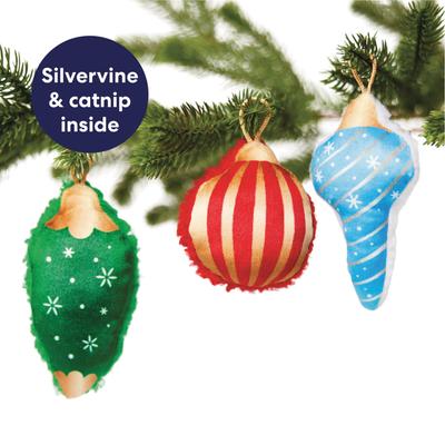 Show full view: Frisco Holiday Ornaments Plush Cat Toy with Catnip & Silvervine, 3 count slide 3 of 8
