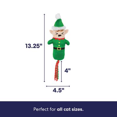 Show full view: Frisco Holiday Elf Plush Kicker Cat Toy with Catnip & Silvervine slide 3 of 9