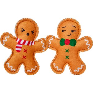 Frisco Holiday Gingerbread Felt Cat Toy with Catnip & Silvervine, 2 count