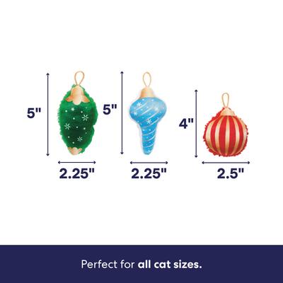 Show full view: Frisco Holiday Ornaments Plush Cat Toy with Catnip & Silvervine, 3 count slide 2 of 8