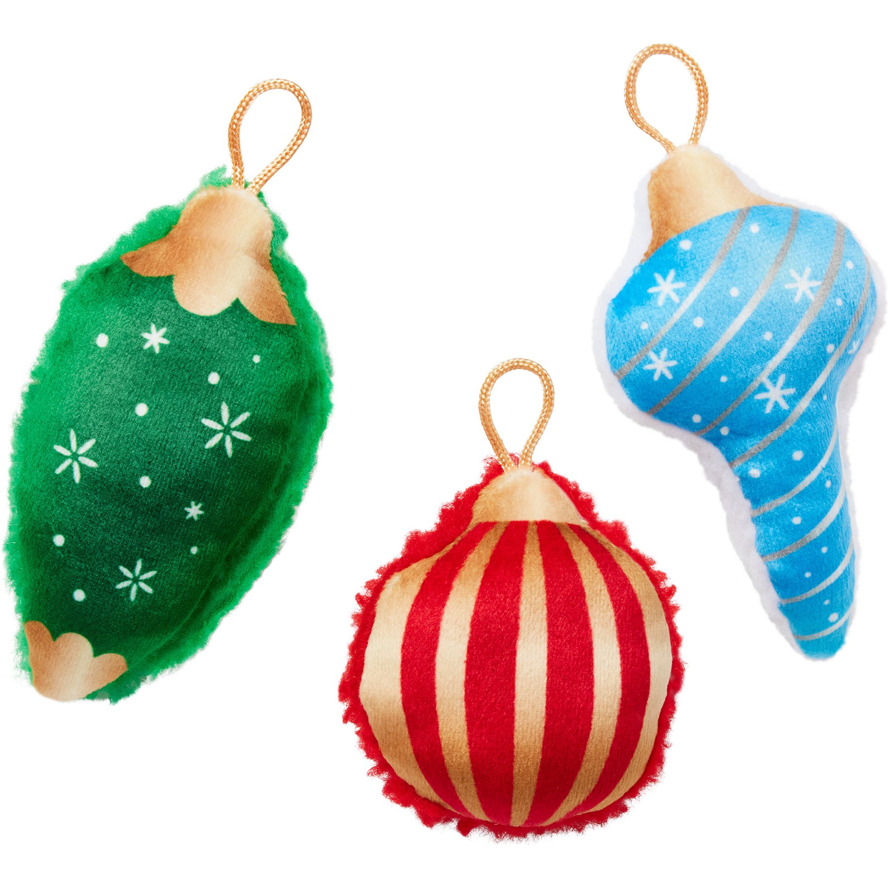 Frisco Holiday Ornaments Plush Cat Toy with Catnip & Silvervine, 3 count