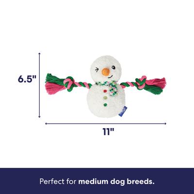 Show full view: Frisco Holiday Snowman Plush with Rope Squeaky Dog Toy, Medium slide 2 of 9