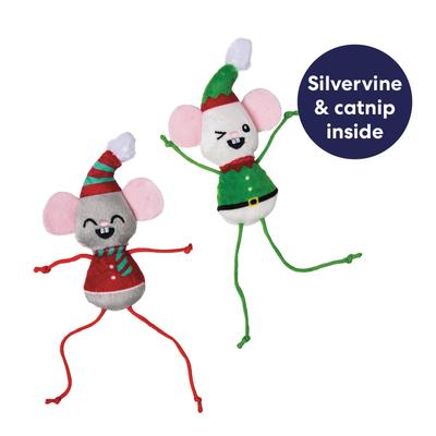 Show full view: Frisco Holiday Mice Plush Dangly Cat Toy with Catnip & Silvervine, 2 count slide 3 of 8