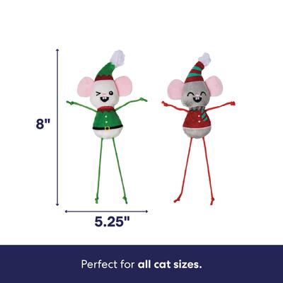 Show full view: Frisco Holiday Mice Plush Dangly Cat Toy with Catnip & Silvervine, 2 count slide 2 of 8