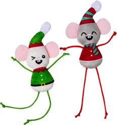Frisco Holiday Mice Plush Dangly Cat Toy with Catnip & Silvervine, 2 count