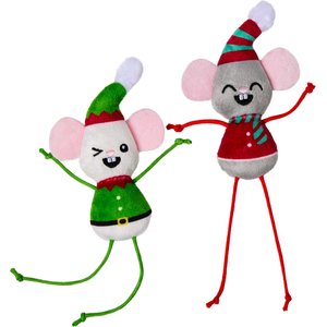 Frisco Holiday Mice Plush Dangly Cat Toy with Catnip & Silvervine, 2 count