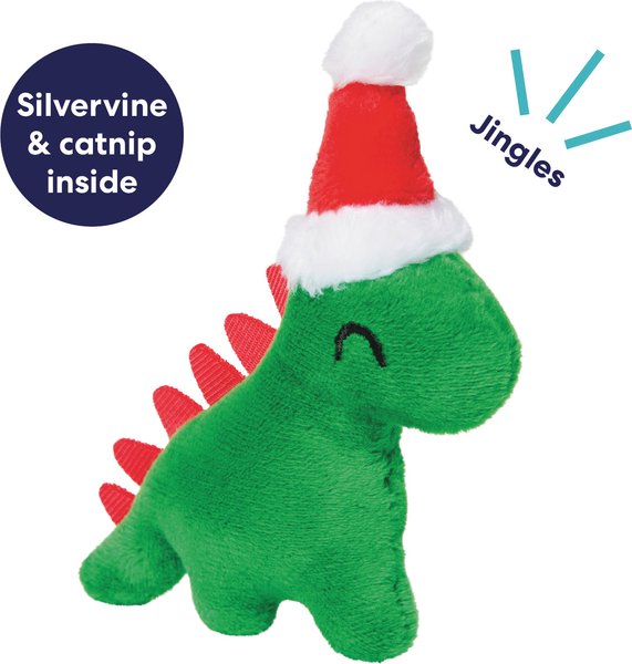 Show full view: Frisco Holiday Dinosaur Sound Electronic Plush Cat Toy with Catnip & Silvervine slide 3 of 8