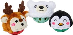 Frisco Holiday Reindeer, Penguin & Polar Bear Plastic Ball Cat Toy with Compressed Catnip, 3 count