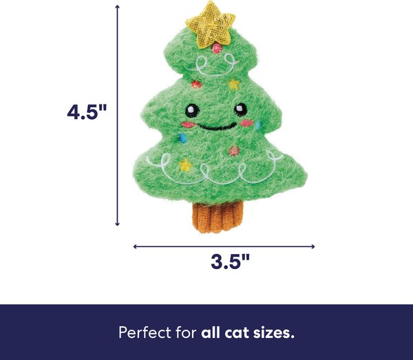 Show full view: Frisco Holiday Christmas Tree Plush Cat Toy with Silvervine & Catnip slide 2 of 8