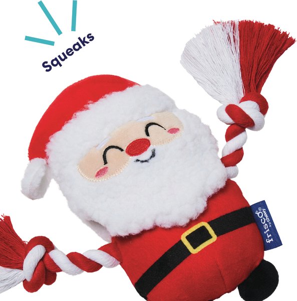 Show full view: Frisco Holiday Santa Plush with Rope Squeaky Dog Toy, Medium slide 3 of 9