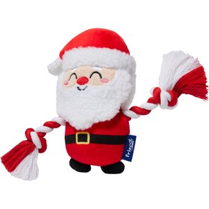 Frisco Holiday Santa Plush with Rope Squeaky Dog Toy, Medium