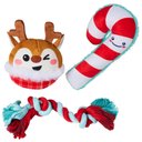 Frisco Holiday Reindeer & Candy Cane Plush & Rope Variety Pack Dog Toy, Small, 3 count
