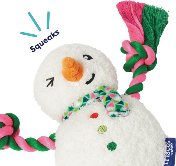 Show full view: Frisco Holiday Snowman Plush with Rope Squeaky Dog Toy, Medium slide 3 of 9