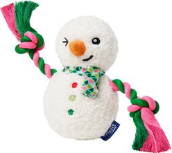 Frisco Holiday Snowman Plush with Rope Squeaky Dog Toy, Medium