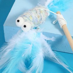 Happy & Polly Goldfish Princess Cat Teaser Wand, Grey