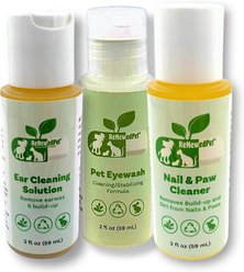 RenewedPet Pet Kit Ear Cleaning, Eyewash, Nail & Paw Cleaner, 3 count, 2-fl oz bottle