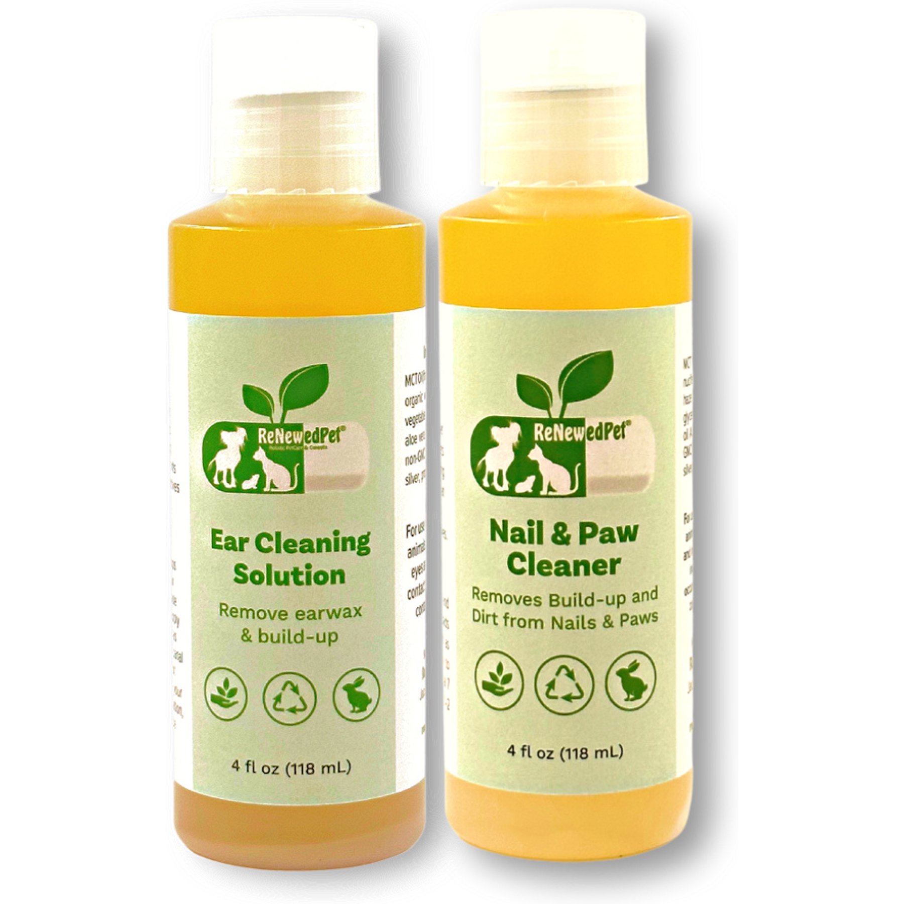 RenewedPet Pet Kit Ear Cleaning, Nail & Paw Cleaner, 2 count, 4-fl oz bottle