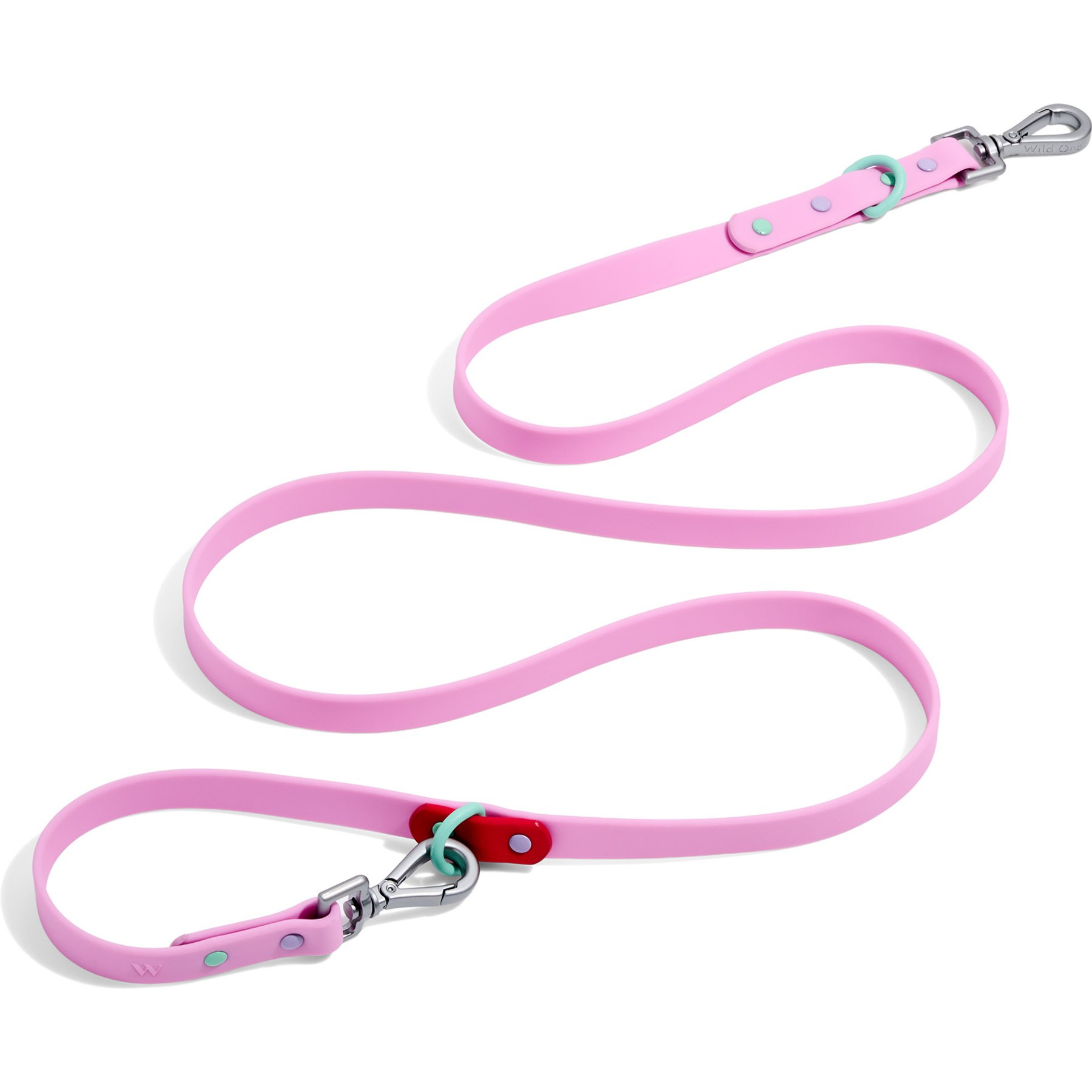 Wild One Adjustable Waterproof Flex-Poly Coated Nylon Leash, Bubblegum Pink, Standard: 5.5-ft long, 3/4-in wide
