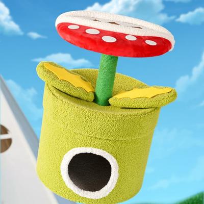 Show full view: Fairela Venus Flytrap 23.6-in Fleece Cat Cave Tower, Green/Red slide 4 of 9