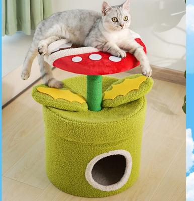 Show full view: Fairela Venus Flytrap 23.6-in Fleece Cat Cave Tower, Green/Red slide 8 of 9