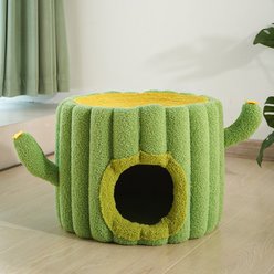 Fairela Cactus 12.8-in Fleece Sisal Barrel Cat Condo, Green/Yellow