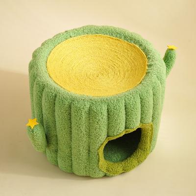 Show full view: Fairela Cactus 12.8-in Fleece Sisal Barrel Cat Condo, Green/Yellow slide 6 of 10