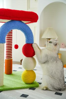 Show full view: Fairela Rainbow Play 24.8-in Fleece Climbing Tower Cat Tree, Red slide 4 of 11